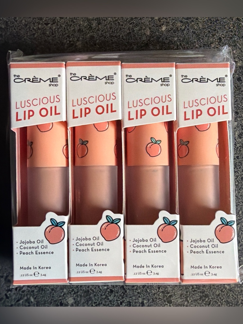 The Crème Shop Luscious Lip Oil - Peach Cobbler (Set of 4)